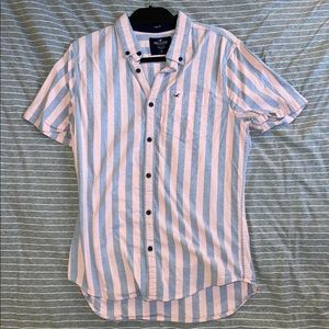 Hollister Blue and Pink Striped Shirt